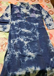 Blue Tie-Dye Jeans Kurti