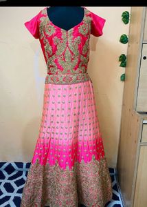 Pink &amp; Gold Embroidered Lehenga Choli