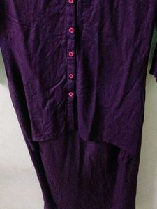 Purple Hi-Low Button-Up Dress