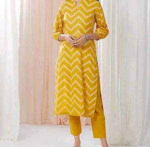Yellow Chevron Kurta Set