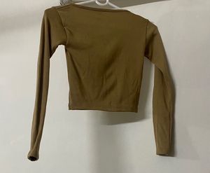Beige Square Neck Top