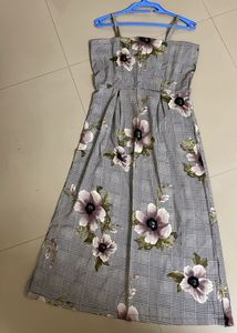 Black Floral Printed Front Slit Kurti