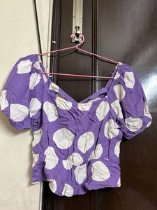 Purple Polka Dot Crop Top