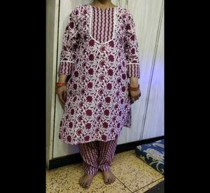 Purple Floral Kurta Set