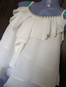 White Ruffle Tank Top