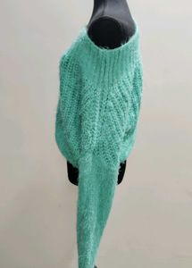 Teal Knit Off-Shoulder Sweater