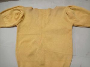 Yellow Puff Sleeve Knit Top
