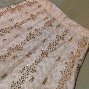 Peach Net Embroidered Skirt
