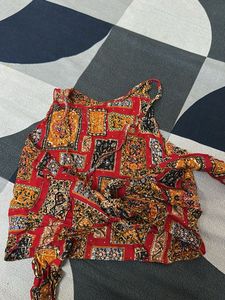 Kids Red Dandiya Skirt Top