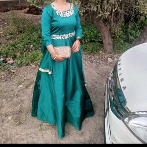 Elegant Emerald Green Embellished Gown