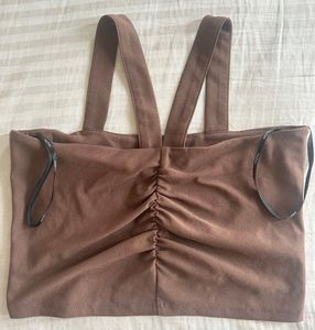 Brown Ruched Crop Top