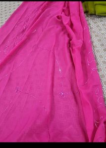 Pink Sequined Dress Material