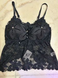 Floral Lace Black Bralette