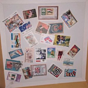 25 Worldwide flags on stamps