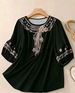 Embroidered Black Blouse