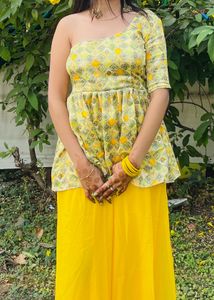 Haldi One Shoulder Boutique Stiched Dress