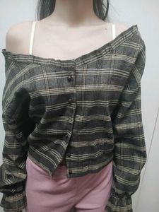 Plaid Off-Shoulder Top
