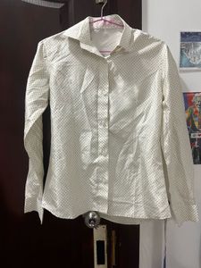 White Dotted Long Sleeve Shirt