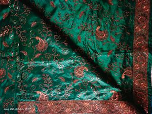 Green Silk Saree With Sequence Work