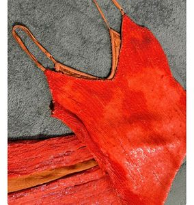 Orange Bodycon Sequin Dress