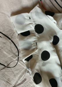 Cute Aesthetic Black And White Polka Dot Top