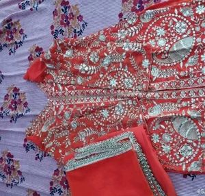 Orange Embroidered Kurta Set