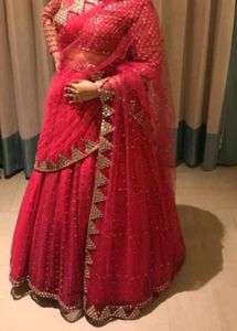 Red Embroidered Lehenga