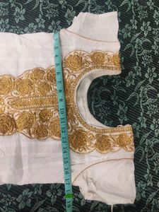 White &amp; Gold Embroidered Dress