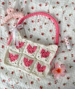 Cute Crochet Heart Shoulder Bag