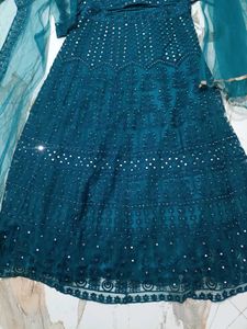 Teal Embellished Kurta Set