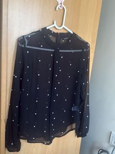 Elegant Black Star Print Blouse