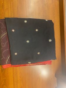 ❤️Elegant Red &amp; Black Saree❤️