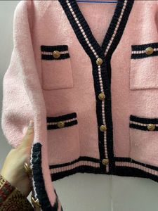 Korean-Style Light Pink Knit Cardigan