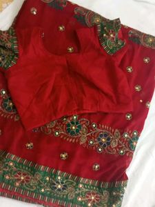 Red Colour Saree With heavy Embroidery