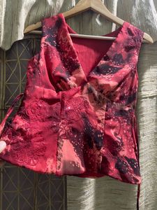 Elegant Vintage Red Sleeveless Top