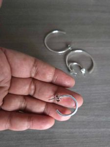 Silver Hoop Earrings Set 2 Small Medium