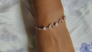 Heart &amp; Crystal Rose Gold  Bracelet S925