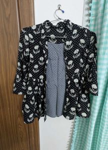 Floral Print Open Front Jacket