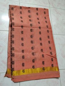 Peach Cotton Saree