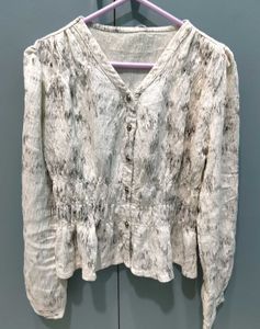 Elegant Patterned Button-Up top