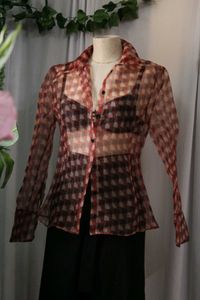 Zara Brown Checkered Sheer Shirt