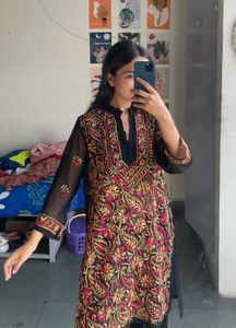 Embroidered Black Kurta