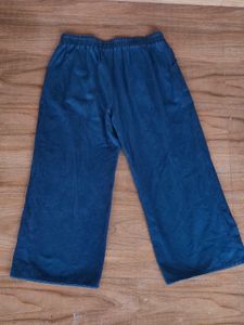 Navy Blue Baggy Fit Plain Full Pants For Summer