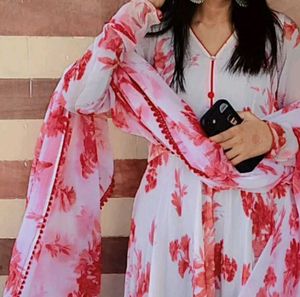 Floral Anarkali Kurta with Dupatta