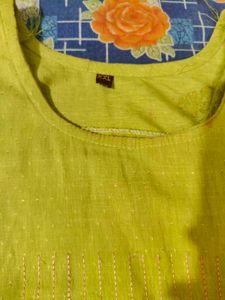 Lime Green Embroidered Kurti