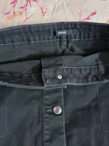 Button Front Denim Skirt