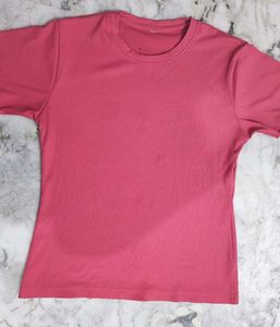 Pink Ribbed T-Shirt