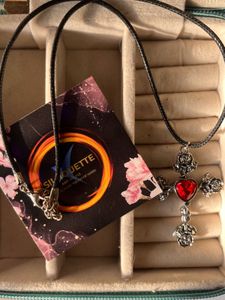 Rose Cross Heart Pendant Necklace