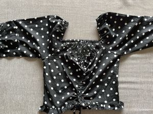 Polka Dot Ruffle Top