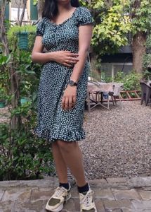 Casual Blendpuff Sleeves Sweetheart Neck Dress